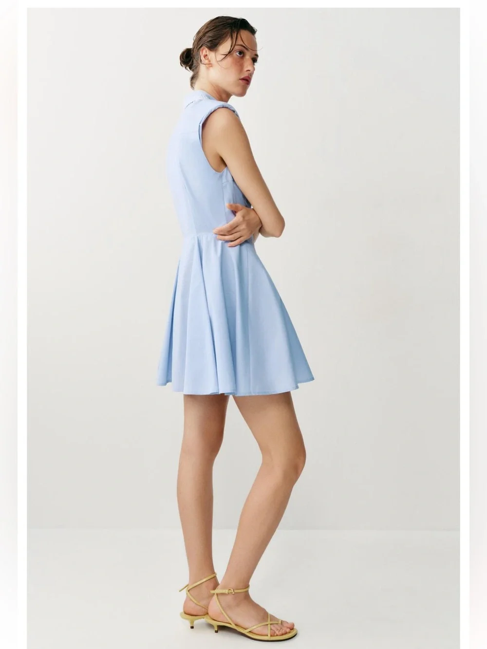 Zara Light Blue Sleeveless Shirt Mini Dress